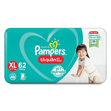 Tã Quần Pampers Giữ Dáng Mới Gói Cực Đại M74/XL62/XXL56/L68