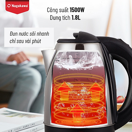 Ấm Siêu Tốc Nagakawa NAG0313 (1.8 Lít) - Hàng Chính Hãng