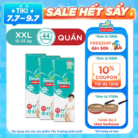 Combo 3 Tã Quần Pampers Giữ Dáng Mới Gói Đại M60/L54/XXL44/XL48