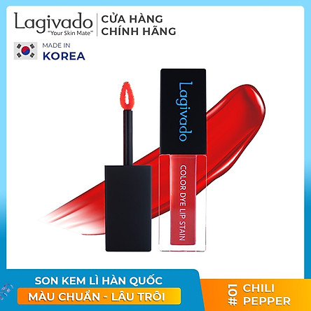 Son kem lì lên màu chuẩn, lâu trôi Hàn Quốc Lagivado Color Dye Lip Stain dạng nước 4,5 gram – 04 màu son