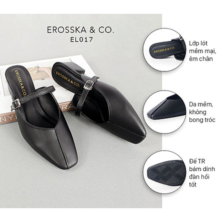 Giày cao gót Erosska thời trang mũi vuông phối dây quai mảnh kiểu dáng thanh lịch cao 4cm EL017