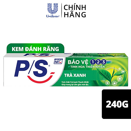 Combo 3 Kem Đánh Răng P/S Bảo Vệ 123 Trà Xanh 240g với tinh chất trà xanh thanh nhiệt giúp mang lại cảm giác mát dịu