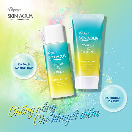 Sữa chống nắng nâng tông dành cho da dầu/hỗn hợp Sunplay Skin Aqua Tone Up UV Milk (Mint Green) (dành cho da sáng, có khuyết điểm đỏ) (50g)