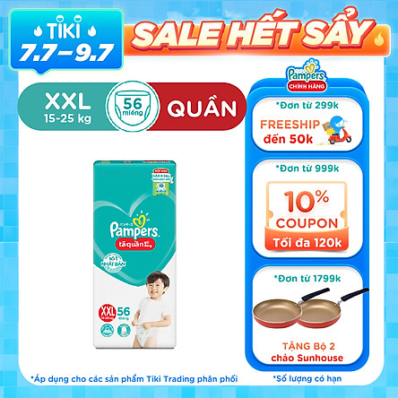 Tã Quần Pampers Giữ Dáng Mới Gói Cực Đại M74/XL62/XXL56/L68