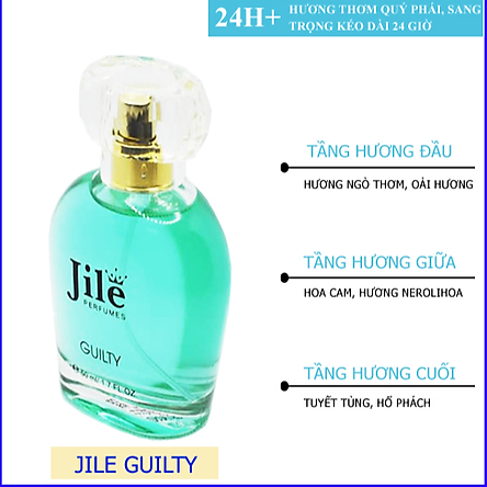 Nước hoa nam cao cấp chính hãng Jile Guilty 50ml với hương thơm mạnh mẽ, nam tính, lịch lãm, quý phái.