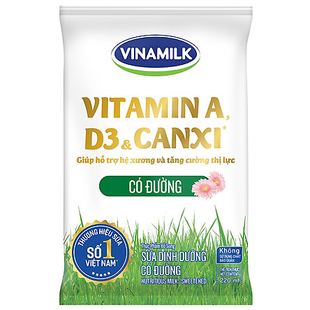 Thùng 48 Bịch Sữa Dinh Dưỡng Vinamilk Có Đường (220ml / Bịch)