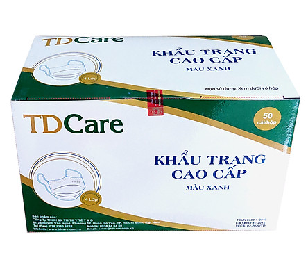 Khẩu Trang Y Tế TDCare 4 Lớp - Màu Xanh-Hộp 50 Cái