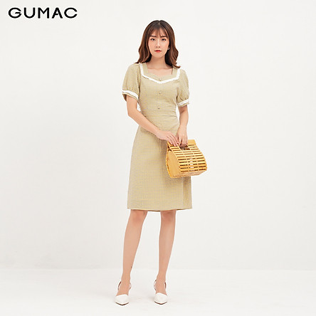 Đầm caro phối bèo GUMAC DA1239