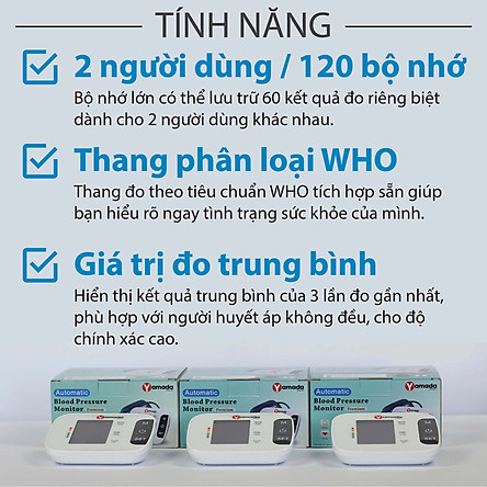 Máy đo huyết áp bắp tay điện tử Yamada Nhật Bản - công nghệ Assistant+ giọng nói tiếng Việt, đọc kết quả, cảnh báo nhịp tim Heart Link, đo chính xác, thiết kế cao cấp