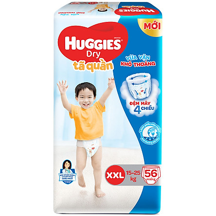 Tã Quần Huggies Dry Gói Cực Đại XXL56 (56 Miếng) - Bao Bì Mới