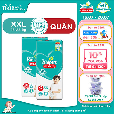 Combo 2 Tã Quần Pampers Giữ Dáng Mới Gói Cực Đại M74/L68/XL62/XXL56 - XXL112