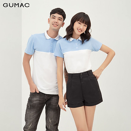 Áo thun polo nữ phối cổ sọc GUMAC AMB352