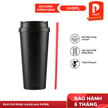 Ly Giữ Nhiệt Bằng Thép Không Gỉ Lock&Lock Clip Tumbler LHC4151BLK (540ml) - Đen