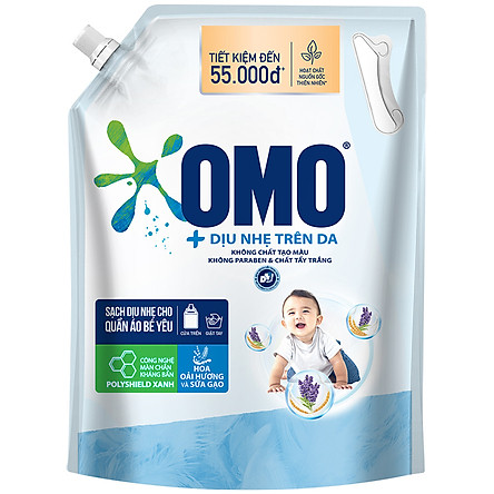 Túi Nước Giặt OMO Dịu Nhẹ Trên Da 2.9kg