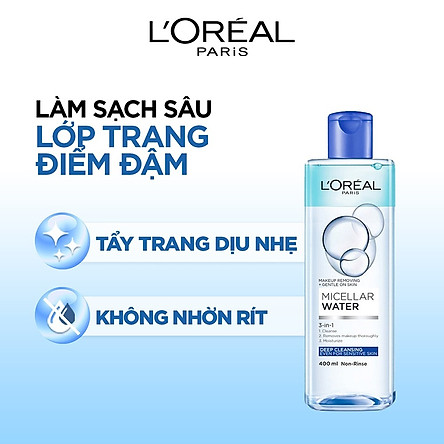 Nước Tẩy Trang L'Oreal 3 In 1 Micellar Làm Sạch Sâu (400ml)