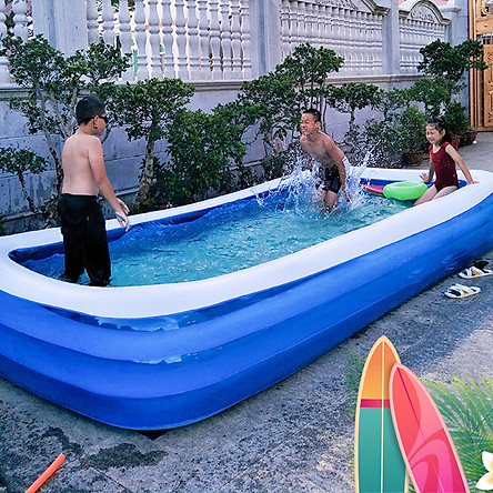 Bể bơi phao cho bé swimming pool KT 150*105*55cm (tặng bơm điện, 1 lọ keo và 2 miếng dán)