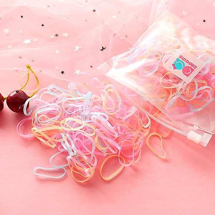 Túi thun cột tóc đàn hồi đa năng kèm túi zip xinh xắn nhiều màu kẹo ngọt tiện lợi cho bé yêu mang đi học – P149