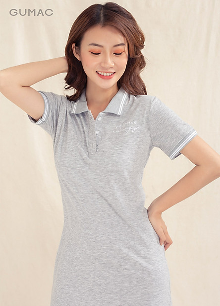 Đầm polo nữ thêu positive dễ thương GUMAC DA1007 đủ size đủ màu