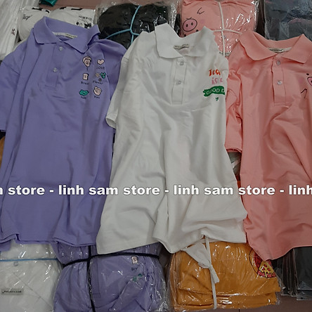 Áo thun POLO nữ tay lỡ có cổ phông form rộng freesize unisex mặc đi học, cặp, nhóm, lớp in hình DỄ THƯƠNG