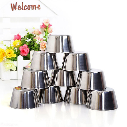 Bộ 10 Khuôn Làm Bánh Inox 304 Có Nắp ( 7cm ) Làm Bánh Flan , Rau Câu , Cupcake, Làm Đá Không Gỉ