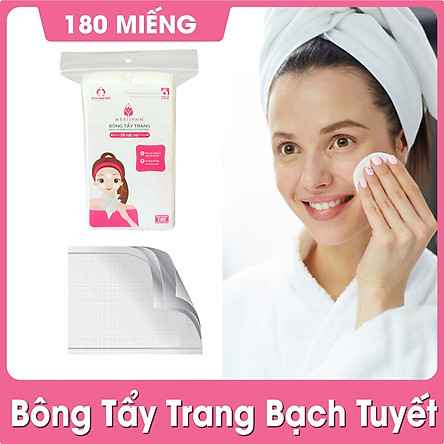 Bộ 2 gói Bông Tẩy Trang Bạch Tuyết Merilynn Bề Mặt mịn (180 Miếng/gói)