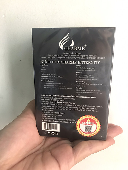 Nước hoa nam Charme Enternity tặng kèm mẫu thử nước hoa Charme ngẫu nhiên