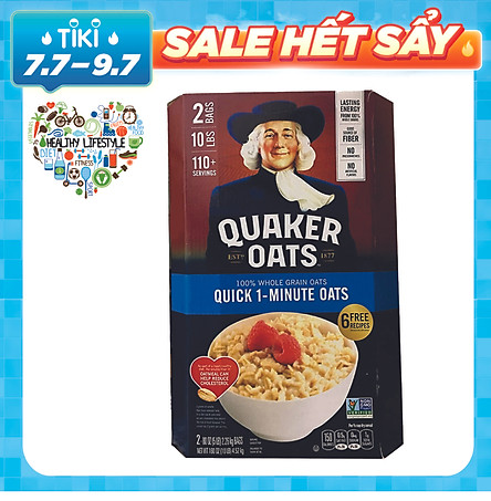 Yến Mạch Quaker Oats Quick - 1 Minute 4.52kg ( Dạng Hạt Cán Vỡ nk my  )