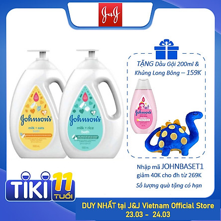 Bộ 2 chai Sữa tắm sữa & gạo Johnson's Milk Rice + Sữa tắm sữa & yến mạch Johnson's Milk Oats 1000ml x 2 - 540019940