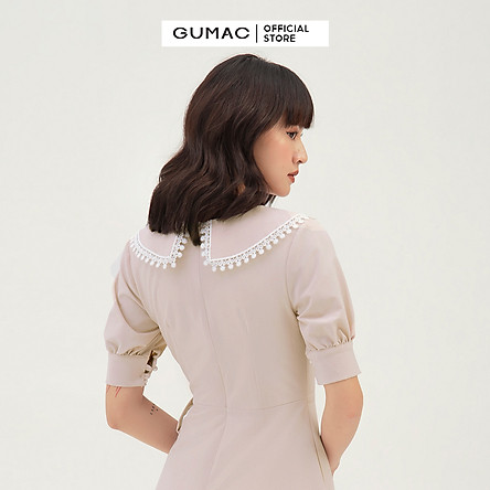 Đầm dáng xòe nữ thiết kế rã tùng cổ ren GUMAC DB3124