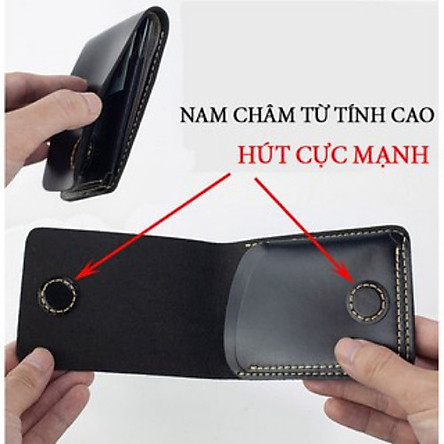 Ví sen 3 da bò thật, ví da nam cầm tay mini cho nam và nữ, đựng thẻ, cầm gọn tay