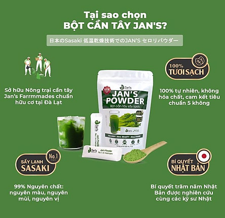 Bột Cần Tây Sấy Lạnh Jan's mới 20 gói tiện dụng