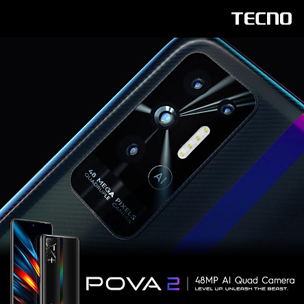 Tecno Pova 2 4GB l 64GB - Điện Thoại Thông Minh Chiến Game Cực Đỉnh - Hàng Chính Hãng