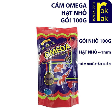 Cám Omega hạt nhỏ gói 100g Thức ăn cho cá cành cao cấp- Cá ham ăn, mau lên màu, mập ú, màu sắc đẹp, không gây đục nước