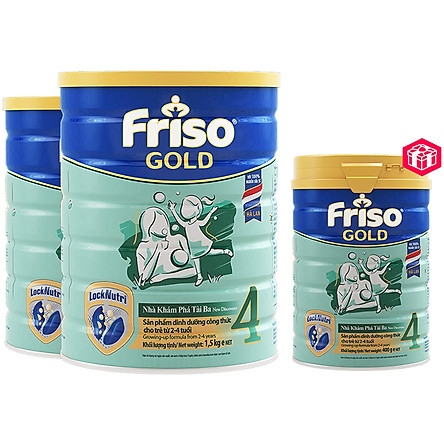 Bộ 2 Lon Sữa Bột Friso Gold 4 Cho Trẻ Từ 2-4 Tuổi 1500g + Tặng 1 Lon 400g