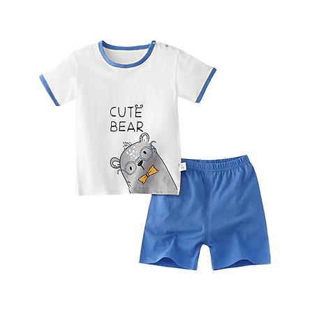 Bộ quần áo cộc tay trẻ em in hình ĐỘNG VẬT 3 , bộ quần áo tay ngắn bé trai bé gái mùa hè chất cotton thoáng mát