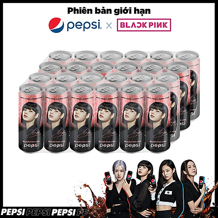 Thùng 24 Lon Nước Ngọt Có Gas Pepsi Không Calo (330ml/Lon) - Phiên bản BlackPink - Mẫu ngẫu nhiên