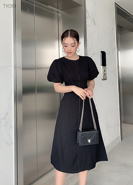 Váy maxi thiết kế - Đầm maxi tay phồng vintage Brenna dress - Đầm dự tiệc thiết kế 