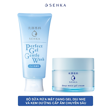 Bộ sữa rửa mặt dạng gel dịu nhẹ và Kem Dưỡng Cấp Ẩm Chuyên Sâu Senka (Senka Perfect Gel Gentle Wash và Senka Deep Moist Gel Cream 50G)