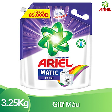 Nước Giặt Ariel Giữ Màu Túi 3.2kg - Công nghệ 3D Làm sạch sâu - Giữ màu không phai