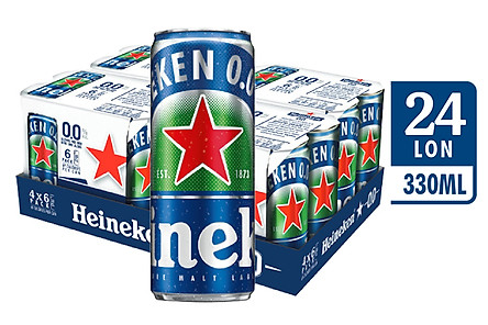 Thùng 24 lon bia không cồn Heineken 0.0 (330ml/lon)