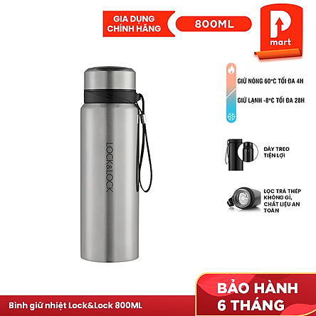 Bình Giữ Nhiệt Bằng Thép Không Gỉ Lock&Lock Vacuum Bottle LHC6180SLV (800ML)