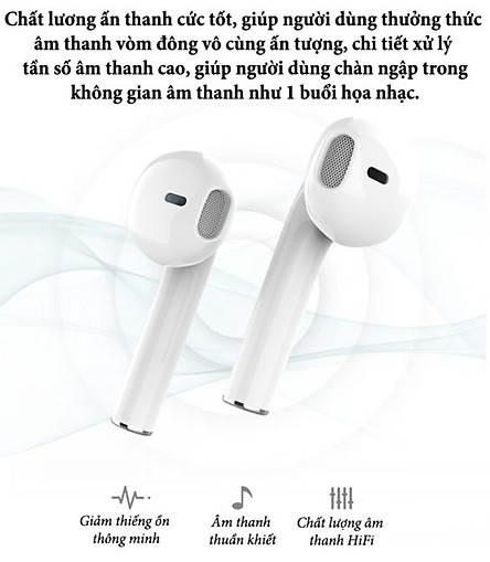 Tai nghe Bluetooth Lanith i12 TWS 5.0 không dây tặng bao đựng silicone bảo vệ – Tai nghe không dây bluetooth kiểu dáng hiện đại, thời thượng - Tai nghe bluetooth nhét tai - Hàng nhập khẩu – TAI00I12W+OPTAIS55B