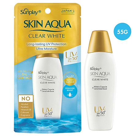 Sữa Chống Nắng Dưỡng Da Trắng Mịn Tối Ưu Sunplay Skin Aqua Clear White SPF50+, PA++++ (55g)