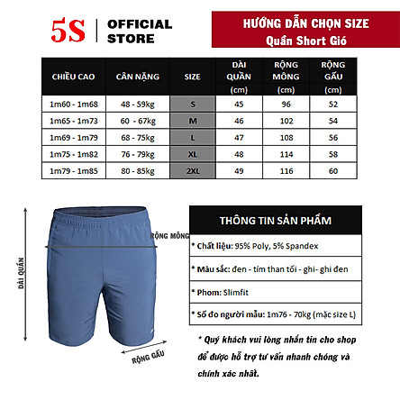 Quần Short Gió Nam Thể Thao 5S (QSG21010) Trẻ Trung, Năng Động, Nam Tính