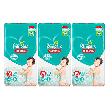 Combo 3 Tã Quần Pampers Giữ Dáng Mới Gói Đại M60/L54/XXL44/XL48