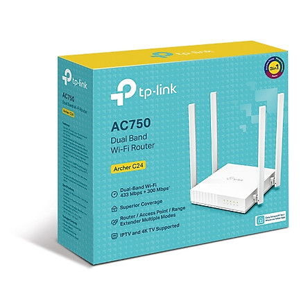 Bộ phát wifi TP-Link băng tần kép AC750 Archer C24 Modem wifi hàng chính hãng TP Link - Cục phát wifi TPLink router wifi TP link