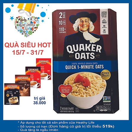 Yến Mạch Quaker Oats Quick - 1 Minute 4.52kg ( Dạng Hạt Cán Vỡ nk my  )