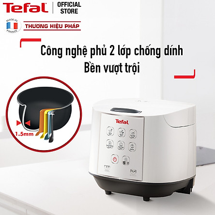 Nồi cơm điện tử Tefal RK733168 - 1.8L 750W - Lòng nồi niêu vân đá cao cấp - Giữ ấm 12 tiếng - Công nghệ Fuzzy Logic - Hàng chính hãng