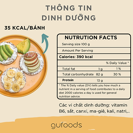 Bánh gạo lứt nguyên hạt GUfoods (500g = 54 bánh) - Phù hợp ăn kiêng và tập gym - Lứt tím than