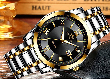 Đồng hồ nam FOURRON F1128 santafe watch 2020 Lịch ngày dây thép không gỉ cao cấp